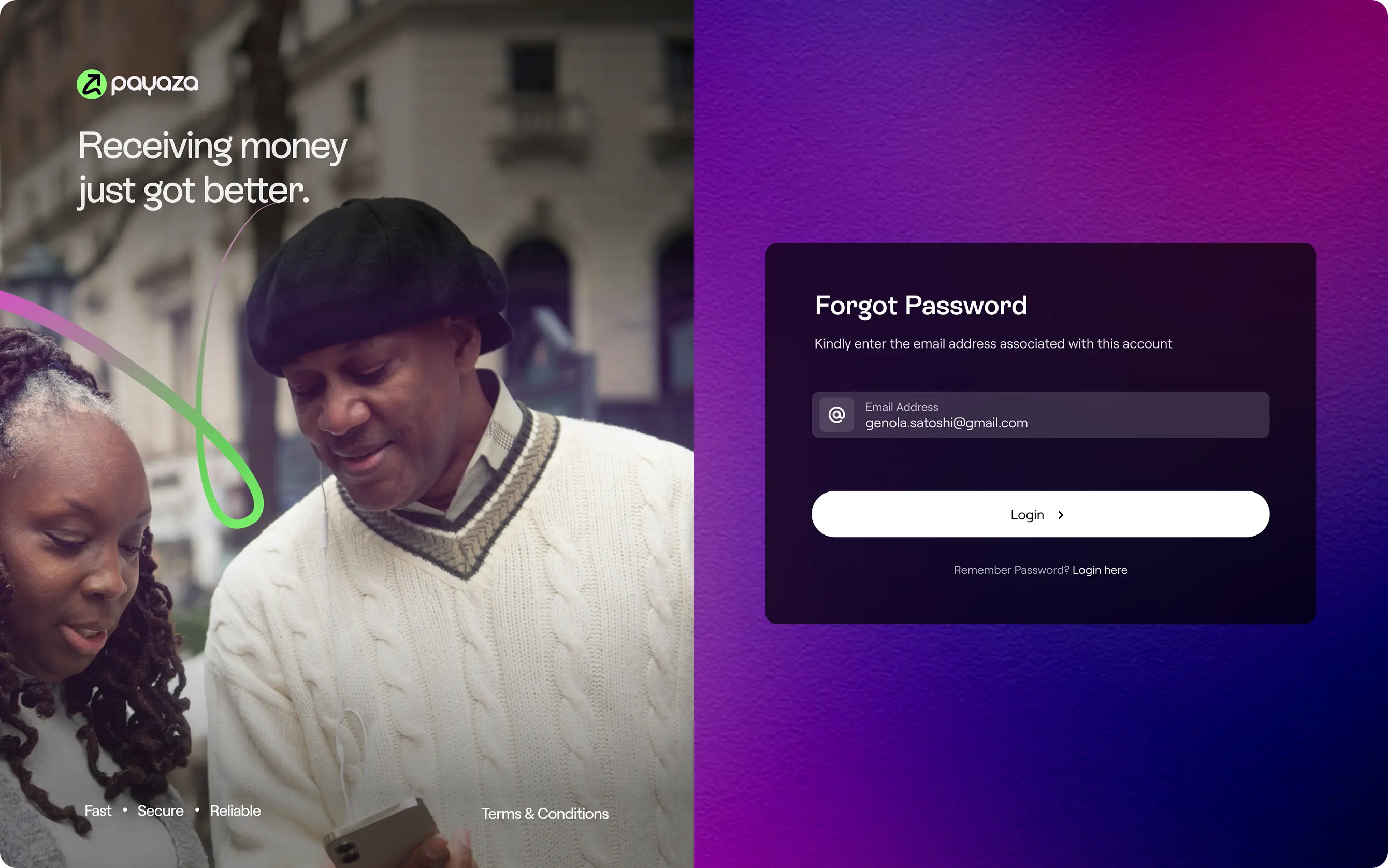 Payaza Give Sign-up screen