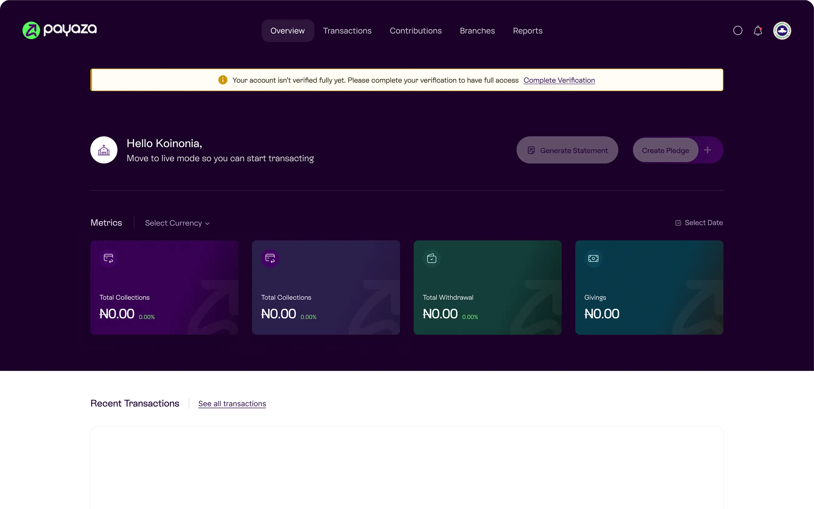 First-time Dashboard State