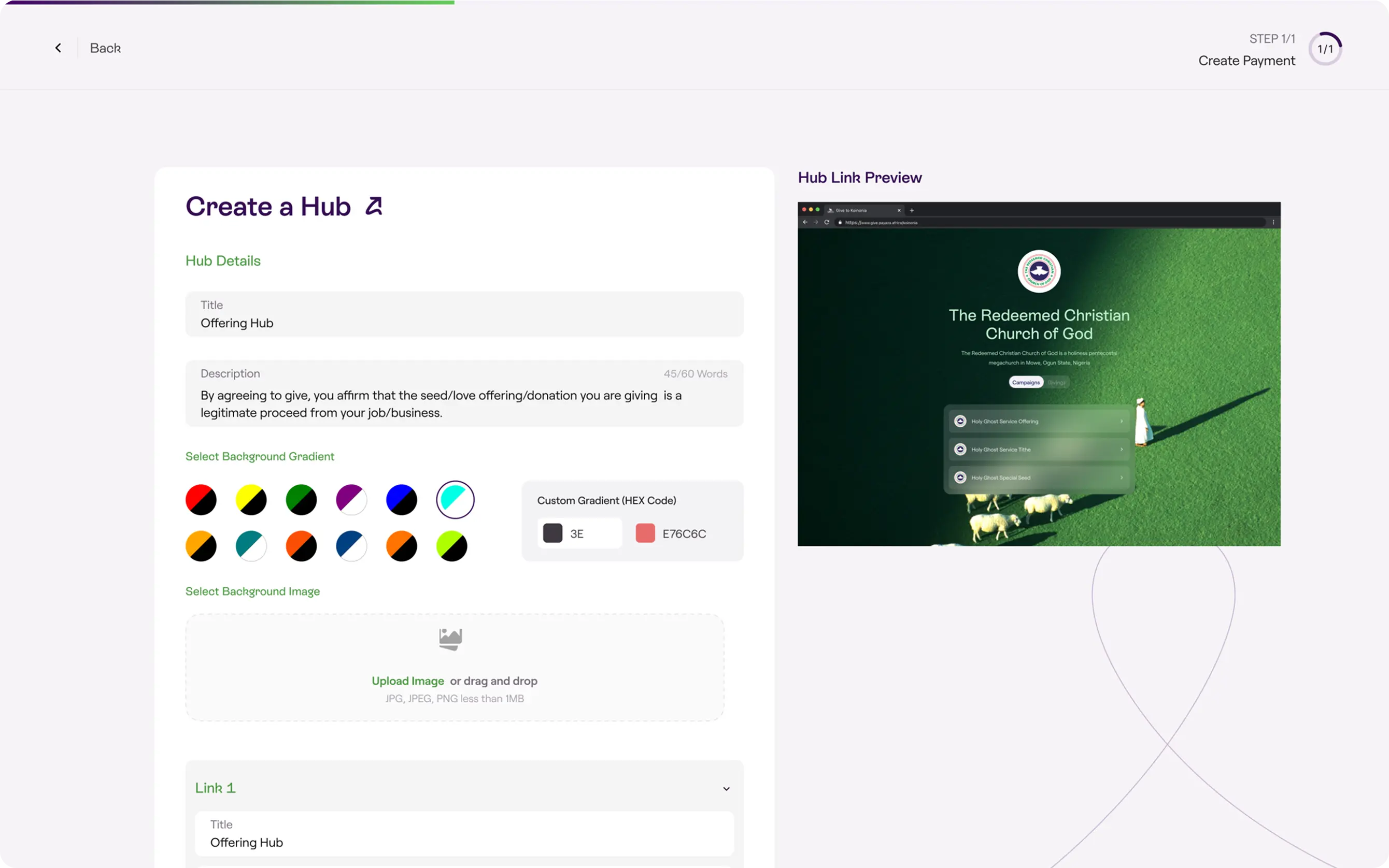 Customisation Panel