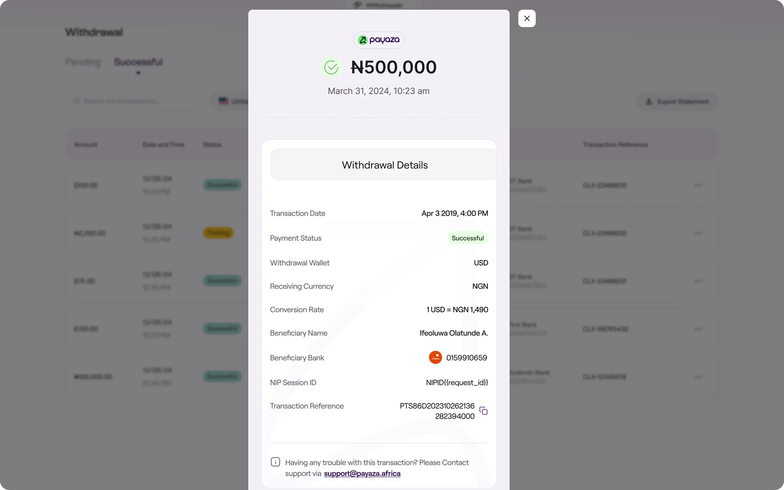 Withdrawal Details
